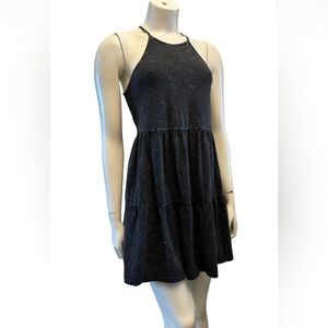 Olivia Rae Mottled Charcoal Grey Sleeveless Mini Ruffle Dress